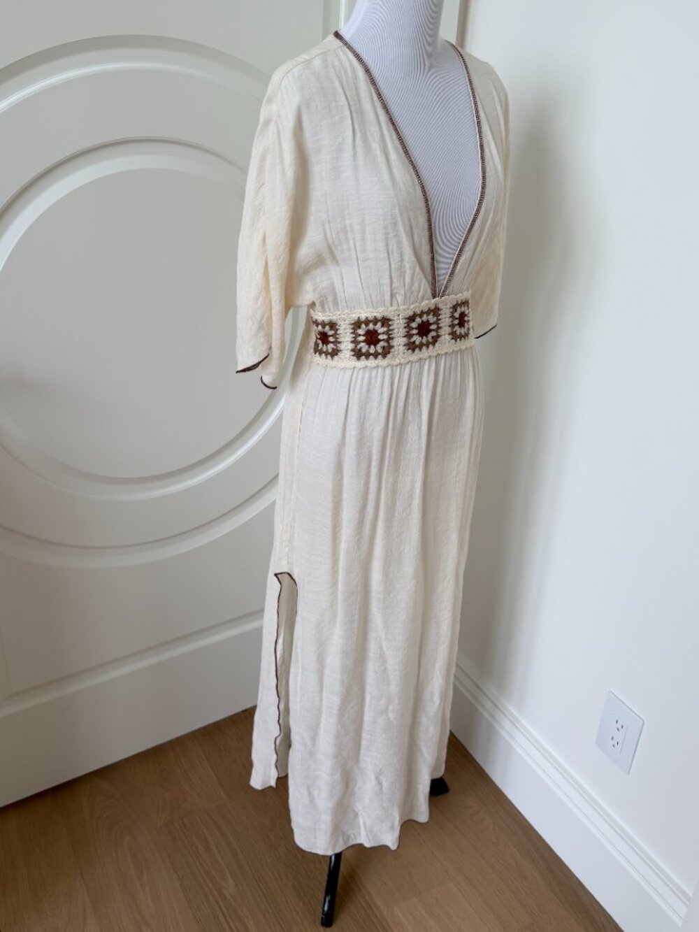 NWT Cupshe Boho Grace Beige Cover-Up Maxi Dress - Picture 3 of 7